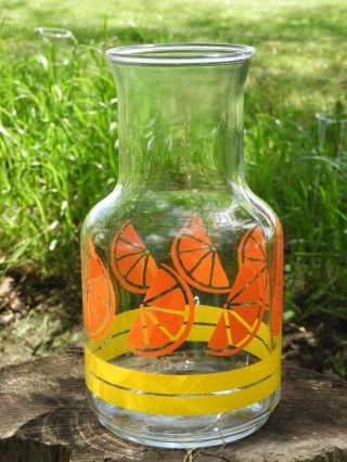 Libbey Carafe Pitcher,  Vintage Juice Pitcher Yellow Glass Jar,  Tea Lemonade 2