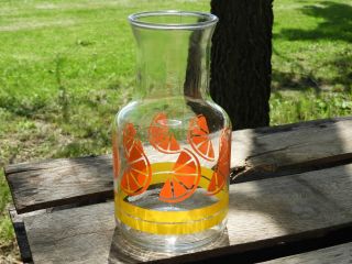 Libbey Carafe Pitcher,  Vintage Juice Pitcher Yellow Glass Jar,  Tea Lemonade 3