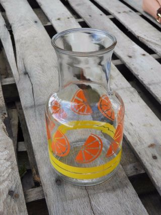 Libbey Carafe Pitcher,  Vintage Juice Pitcher Yellow Glass Jar,  Tea Lemonade 6