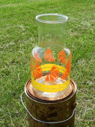 Libbey Carafe Pitcher,  Vintage Juice Pitcher Yellow Glass Jar,  Tea Lemonade 7