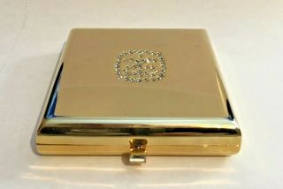 Arbonne Gold Collectible Rhinestone Compact Magnetic Blush Vtg Make Up Mirrored