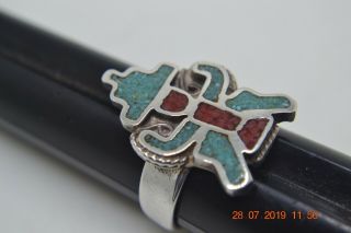Vintage Sterling Silver Native American Navajo Turquoise Ring Size 8