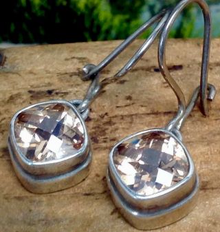 Vintage Sarda Sterling Silver Morganite Gemstone Earrings (e27)