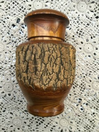 Vintage Turned Urn With Lid 12cm (4 3/4 ") ? Huon Pine (lagarostrobos Franklinii