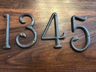 Vtg Brass House Numbers 1345 Great Patina 2 7/8” 1960’s No Hardware Reclaimed