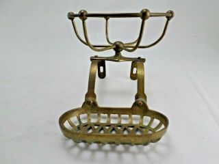 Vintage Victorian Brass Soap Sponge Holder Claw Foot Bath Tub Caddy 6