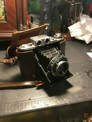 Vintage Old Antique Welmy Six Folding Camera W/case 35mm ? 6 X 6 29883