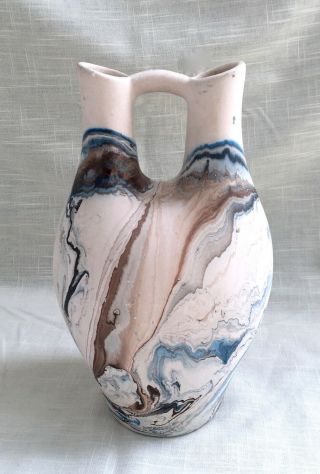 Vintage Nemadji Swirl Pottery Double Spout Wedding Vase