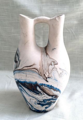 Vintage Nemadji Swirl Pottery Double Spout Wedding Vase 4