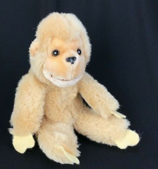 Vintage Russ Berrie Mungo Monkey Plush 585 Stuffed Animal Tan Felt Feet 8.  5 "
