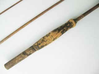 Very Old Vintage 3 - Piece 9’ Bamboo Fly Rod Man Cave or Cabin Décor 7