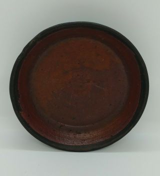 Vintage Primitive Stoneware Glazed Redware Pottery Plate Bowl Plant Holder 3