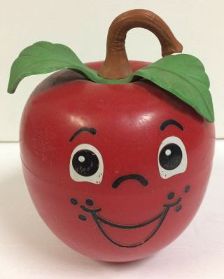Vintage Fisher Price Happy Apple Musical Chime Toy Long Stem 435 1972