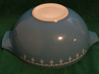 Vintage Pyrex Blue Garland Snowflake 444 Cinderella 4Qt Mixing Bowl 4