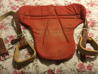 Vintage Horse Saddle Cushion With Attached Wood Stirrups Stirrup