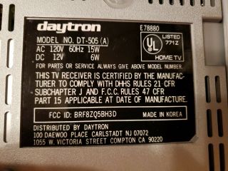 Daytron DT 505 A Vintage Portable TV 4