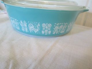 Vintage Pyrex Turquoise Amish Butterprint Rooster Casserole 471 Lid 1 Pint