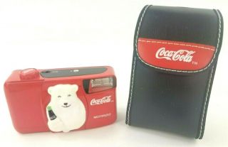 Vintage Coca - Cola Polar Bear Coke 1999 Motorized 35mm Camera With Case Y0399 Euc