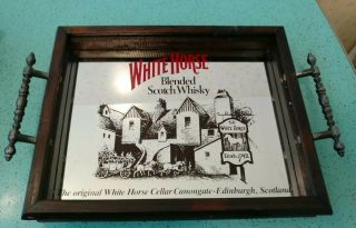 Vintage White Horse Blended Scotch Whiskey Mirror Party Tray Advertising