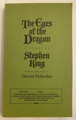 Eyes Of The Dragon By Stephen King,  Uncorrected Proof,  1987 Viking