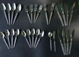 Vtg Riviera Cordova Stainless Steel Flatware Japan 29 Pc Forks Knives Spoons Mcm