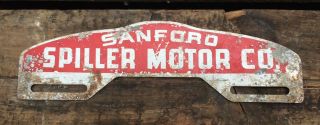 Vintage Spiller Motor Co.  License Plate Topper From Sanford Maine Sign Gas
