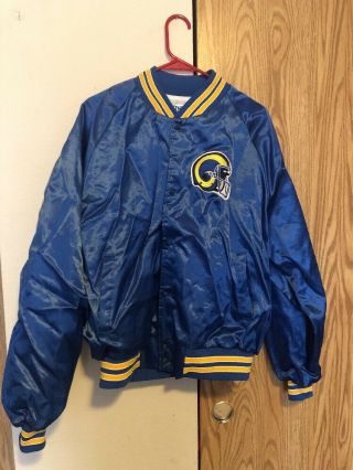 Vtg 80s 90s Los Angeles Rams Satin Jacket Patch Chalkline Xl Usa