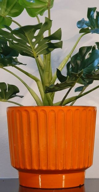 Xlarge Retro Vintage 60s - 70s Planter Pot Plant W.  German Orange Marei Kermik