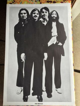 Vintage 1970s The Beatles With Border Black And White Poster
