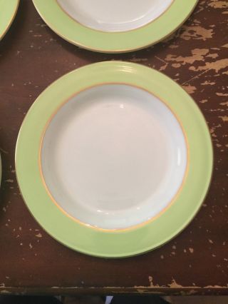Vintage Pyrex Lime Green With Gold Trim 10 Inch Dinner Plate Set Of 4 H 2