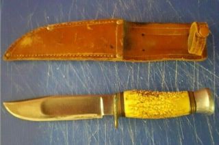 Vintage Cox Co Ltd Hunting Knife And Sheath - Sheffield England