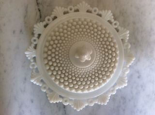 Vintage Westmoreland Round Hobnail Covered Butter/cheese W/ring & Petal Plate
