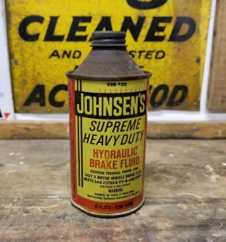 Vintage Johnsen’s Brake Fluid Cone Top Oil Can - 16 Oz
