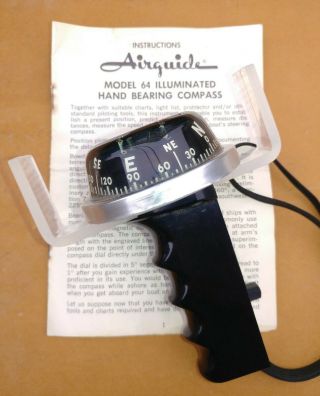 Vintage Airguide Model 64 Illuminated Hand Bearing Compass