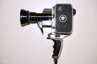 Bolex Paillard P1 Zoom Reflex 8mm Movie Camera - Hood - Case