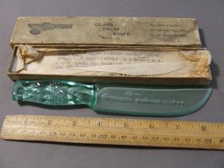 Vintage Glass Knife Aqua Treasure Island 1939 Rice W/ Box And Paperwork
