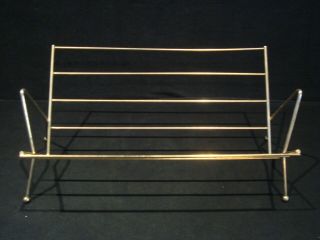 Vintage 45 Rpm Lp Album Record Holder Rack Stand Gold Tone Metal Wire Book