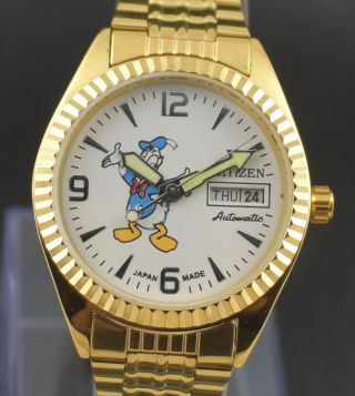 Vintage Citizen Automatic 21 Jewel Donald Duck Day Date Men 