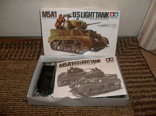 Vintage 1988 Tamiya M5a1 Us Light Tank 1/35 Open Box Kit