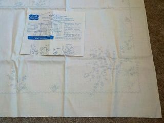 Vintage Bucilla Pure Linen 60 " X 80 " Blossom Time 2351 Tablecloth To Embroidery