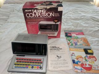 Vintage 1986 Sears Electronic Talking Computron Educational Computer,  2 Titles