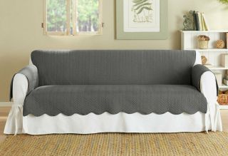 Sure Fit Vintage Washed Chevron Sofa,  Furniture Cover,  Gray
