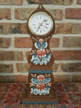 Vintage Mini Comatose Standing Clock,  Fully Functional,  Hand Painted,  Quartz