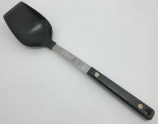 Vintage Ekco Flint Black Solid Plastic Spoon W/ Composite Handle; Usa (rf999)
