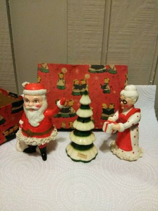 Vtg Kreiss Christmas Santa and Mrs Claus/ and Christmas Tree Bell Box 2