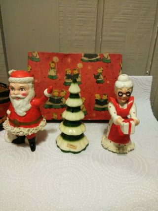 Vtg Kreiss Christmas Santa and Mrs Claus/ and Christmas Tree Bell Box 3