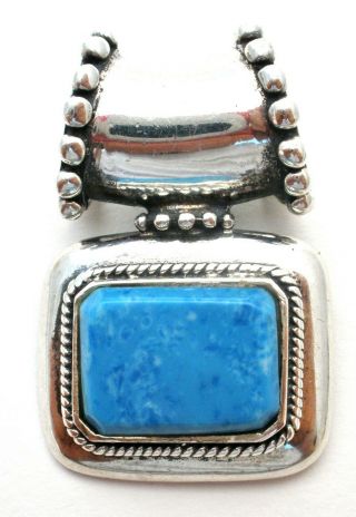 Denim Lapis Pendant Slide Sterling Silver For Necklace Vintage Blue Gemstone 925