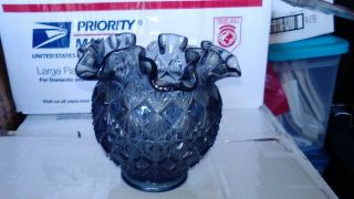 Vintage Fenton 6 1/2 " Diamond Optic Vase Colonial Blue/grey