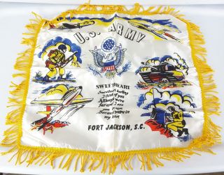 Vtg Wwii Us Army Air Forces Fort Jackson,  Sc Sweetheart Pillow Shwm Case Cover