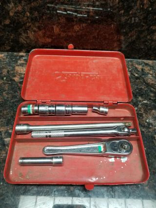Vintage Snap On Red Metal Tools/case For Ratchet Socket Extension Kra - 255